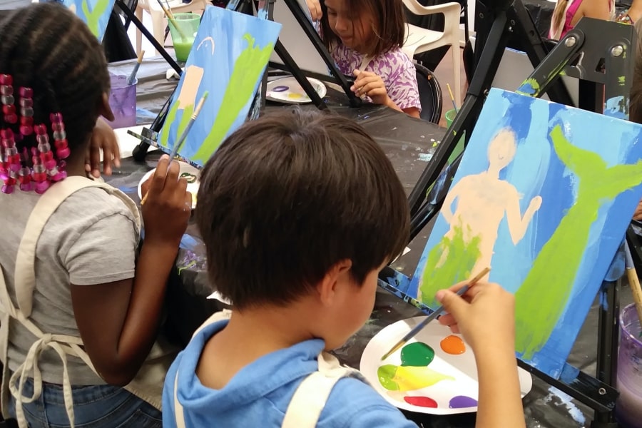 Pre-kindergarten kids at paint camp in San Benito County