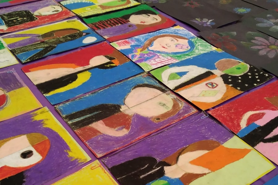 Arts education superhero paintings by San Benito County students