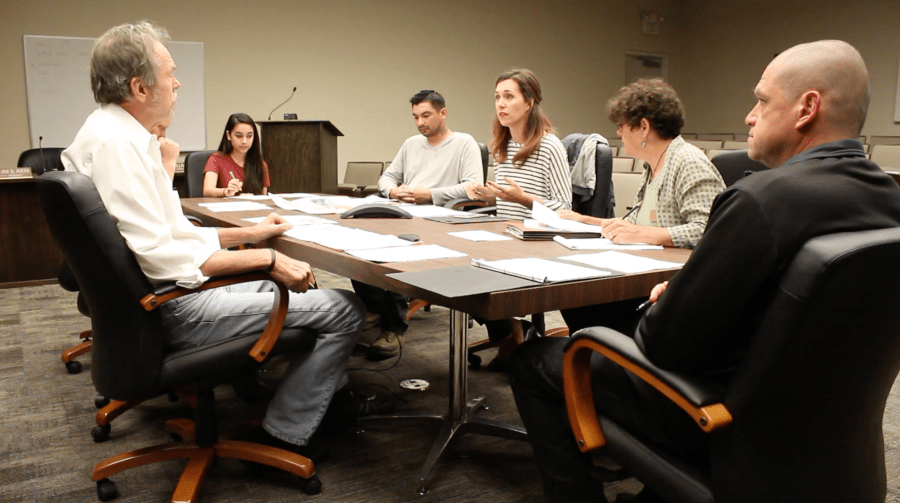 Public Art committee sitting at conference table