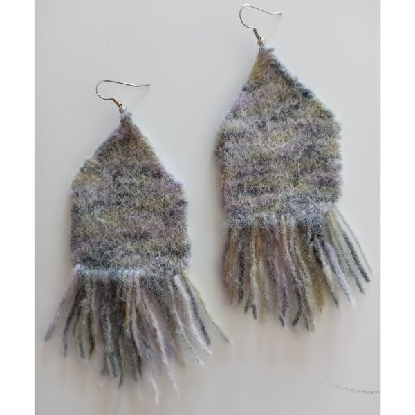 Felted knit wool earrings by Heidi Jumper